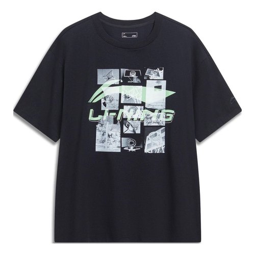 Li-Ning Hoops Photo Graphic T-shirt - Black/Multi-Color - AHST725.1