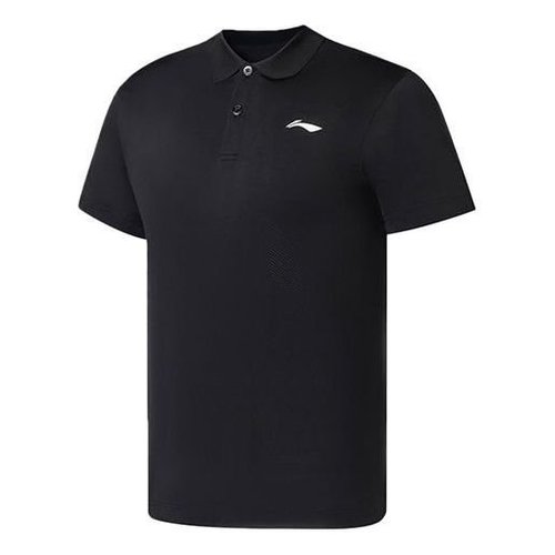 Li-Ning Logo Quick-Drying Training Polo Shirt - Black/White - APLS073.1