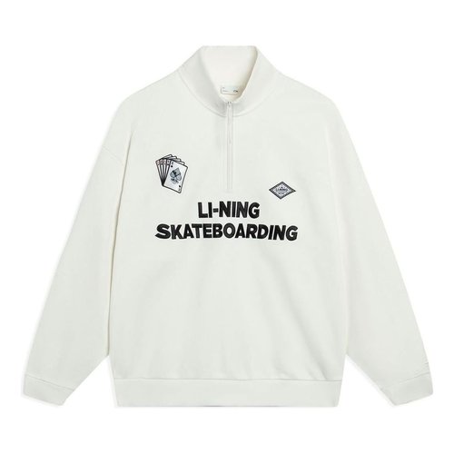 Li-Ning Skateboarding Graphic Half Zip Sweatshirt - Creamy White/Black - AWDT225.2