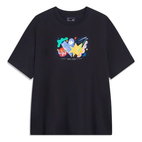 Li-Ning Sport Sweat-Absorbent Comfortable Tee - Black/White/Red - AHST459.4