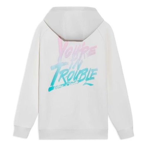 Li-Ning Sports Basketball Series Alphabet Printing Hoodie - White/Pink/Aqua - AWDS103.2