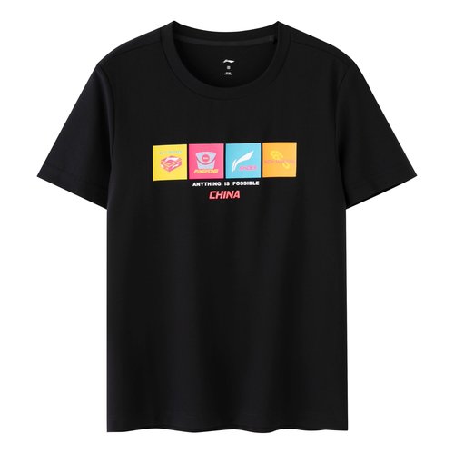 Li-Ning Table Tennis Graphic T-shirt - Black/Multi-Color - ATST031.3