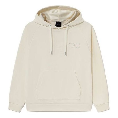 Li-Ning Wade Series Alphabet Pattern Fleece Lined Pullover Hoodie - Cream White - AWDS115.6