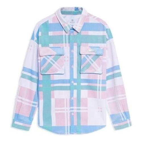 Li-Ning Wade Series Colorblock Plaid Loose Shirt - Blue/White/Pink - AFDS205.1