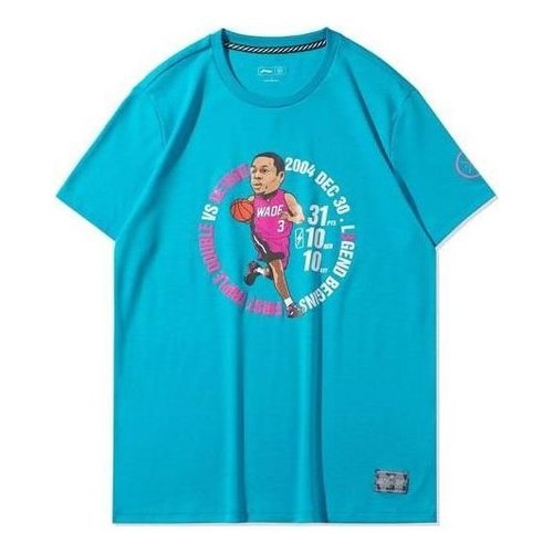 Li-Ning Way of Wade Cartoon Graphic T-shirt - Blue/Multi-Color - AHSQ475.4