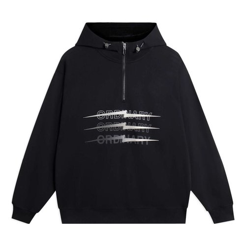 Li-Ning Way of Wade Thunder Graphic Half Zip Hooded Jacket - Black/White/Grey - AWDSC53.1