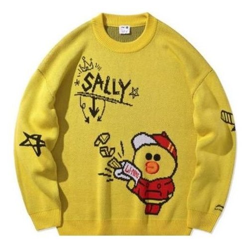 Li-Ning x LINE FRIENDS Graphic Crew Neck Sweater - Yellow/Multi-Color - AMBQ046.2
