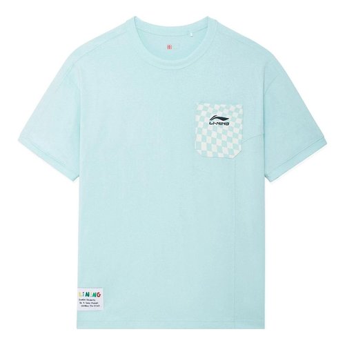 Li-Ning x Rooovie Checkerboard Pocket T-shirt - Light Blue/Multi-Color - AHSSB57.2