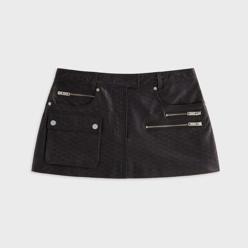 Lisa for Kith Nari Monogram Leather Mini Skirt - Black - W060595-001