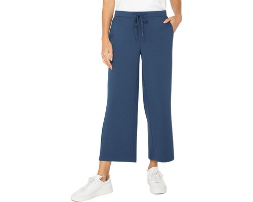 Liverpool Los Angeles Plush Comfort Knit Pull On Wide Leg Crop Trouser Clothing - Black - LM.582C9