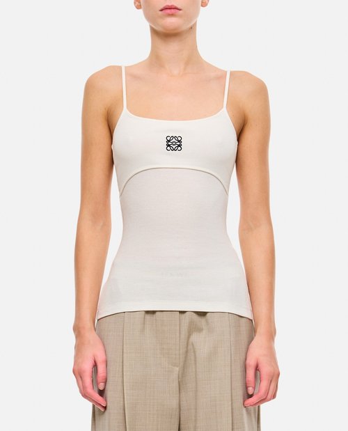 LOEWE Anagram Strappy Cotton Top - White - S359Y23X992100