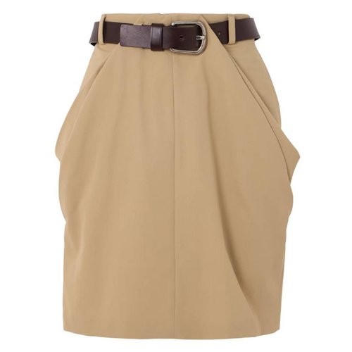 LOEWE Belted Draped Cotton Skirt - Brown - S359Y08X68.8029