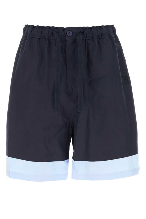 LOEWE Dark Blue Poplin Bermuda Shorts - H526Y1AW23 DARKNAVYLIGHTBLUE