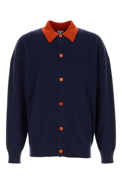 LOEWE Dark Blue Wool Cardigan - H526Y16KA7 NAVYBLUEORANGE