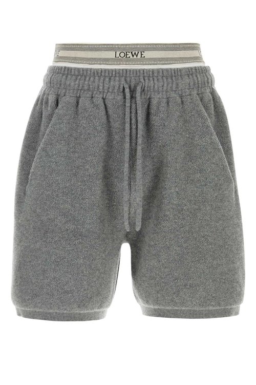 LOEWE Grey Wool Blend Bermuda Shorts - H526Y1NK05 GREYMELANGEWHITE