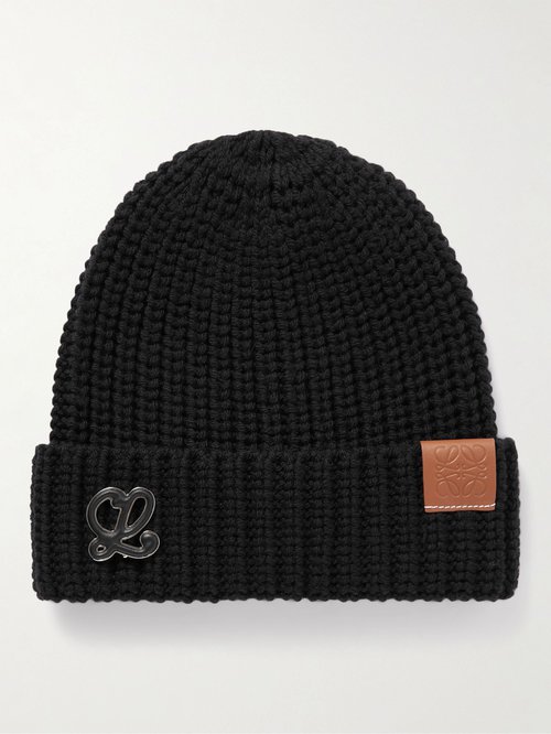 LOEWE Logo-Embellished Ribbed Wool Beanie - 1100 - F000487XEK1100