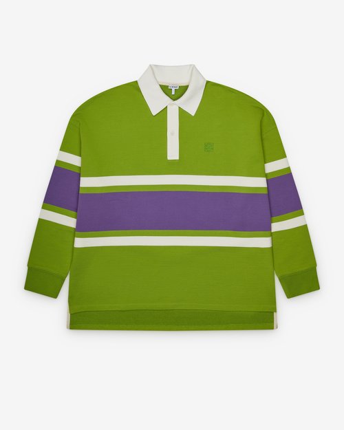 LOEWE Long Sleeve Polo Shirt - Green/Purple - H526Y23X76