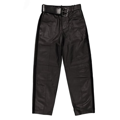 LOEWE Nappa Lambskin Belted Trousers - Black - S540Y54LAG.1100