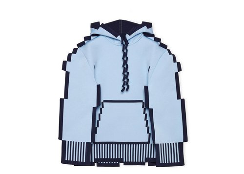 LOEWE Pixellated Hoodie In Technical Knit - Light Blue - S540Y14KCP