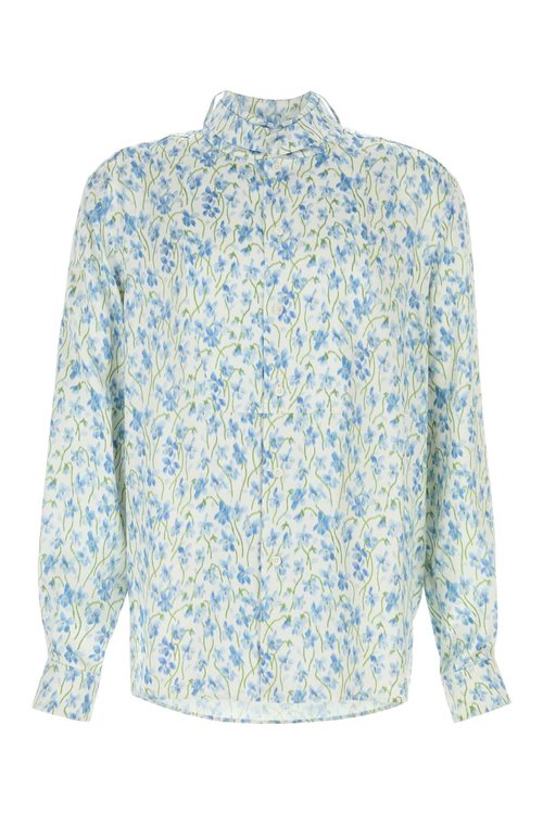 LOEWE Printed Satin Shirt - H526Y05WEK WHITEBLUE
