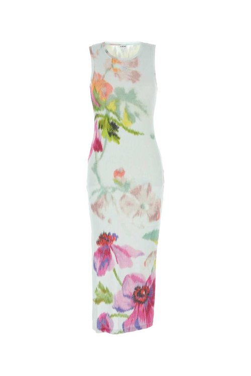 LOEWE Printed Silk Blend Dress - S359Y51XA9 LIGBLUMUL