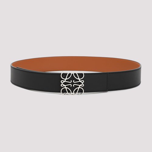 LOEWE Reversible Anagram Belt 4cm - 51501010 1555 BLACK TAN PALLADIUM