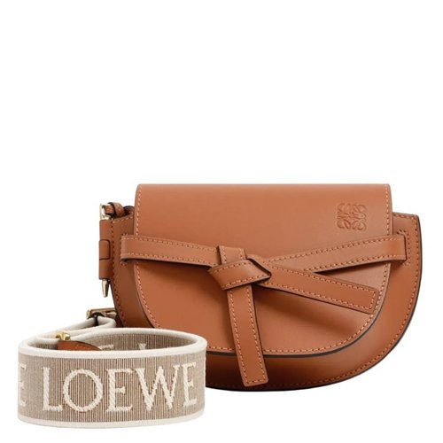 LOEWE Soft Calfskin Gate Dual Mini Bag - Brown/Gold Tone - A650N46X132530 4.9''