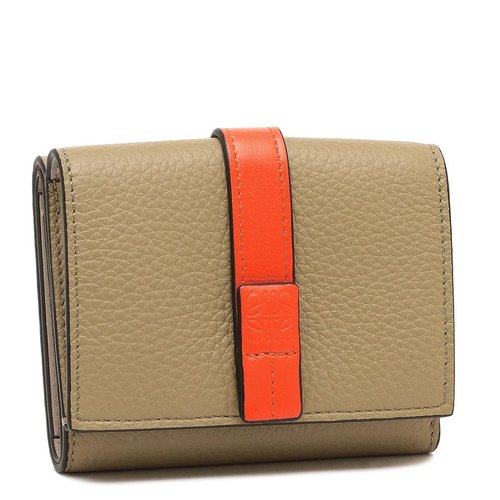 LOEWE Trifold Calfskin Wallet - Green/Orange - C660TR2X03.8481 7.8CM