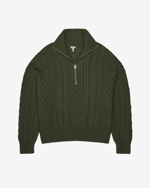 LOEWE Zip-Up Sweater - Khaki Green - H526Y14KMR