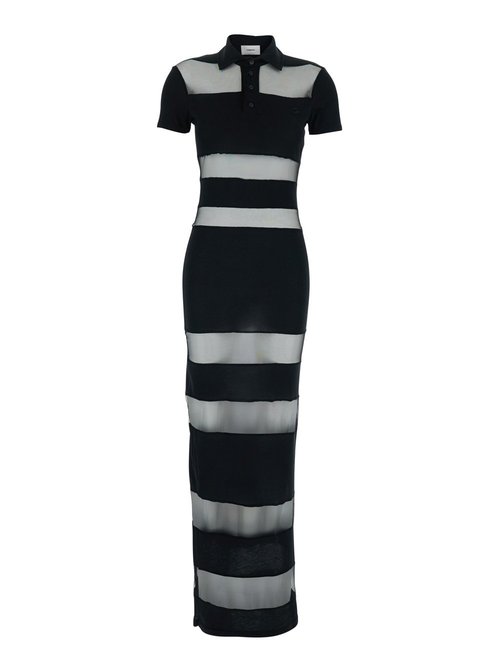 LOng Dress Coperni Black with Logo Embroidery On the FrOnt and All-Over Stripes in CottOn Blend for Polyamide Elastane - COPJS114F5028BLK