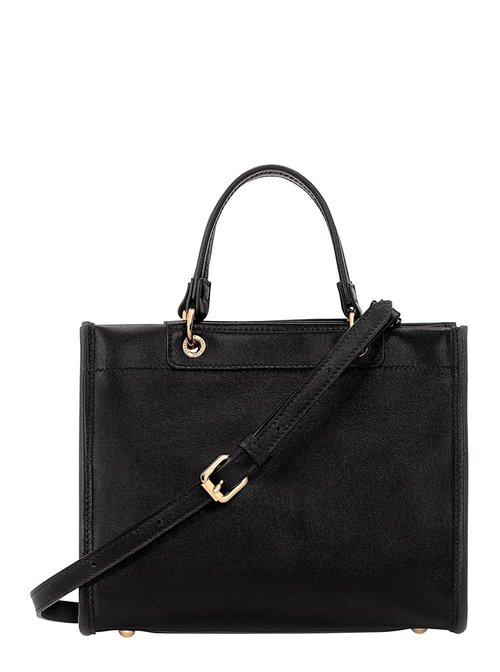 LOngchamp Black Handbag With Embossed Logo On The FrOnt And Adjustable And Removable Shoulder Strap In Leather - 10.09HGO