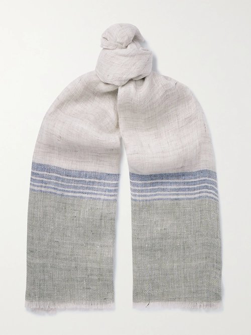 Loro Piana Fringed Striped Linen Scarf - F2A5 - FAL6393