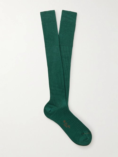 Loro Piana Ribbed Cashmere and Silk-Blend Socks - 50Le - FAE6207