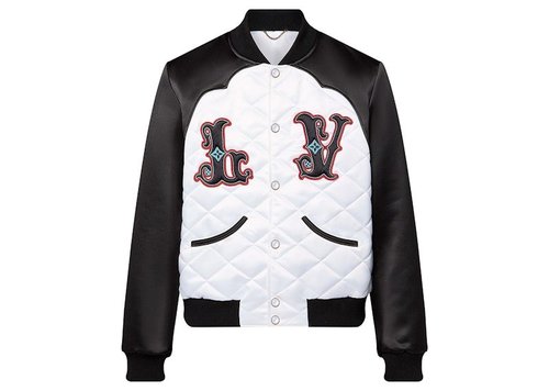 Louis Vuitton Bicolor Satin Bomber Jacket - Black - YP1AFWI7