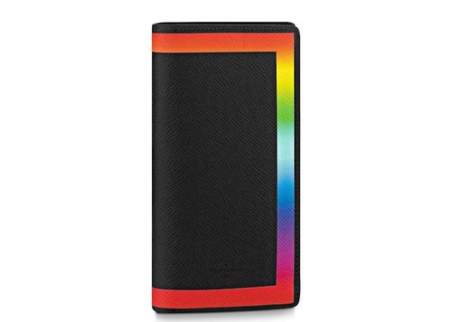 Louis Vuitton Brazza Wallet Taiga - Black/Rainbow