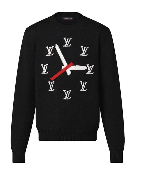 Louis Vuitton Clock Instarsia Pullover - Black - YP1AA4HL