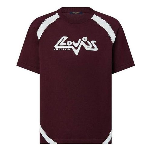 Louis Vuitton Cotton Intarsia Crewneck T-shirt - Plum Red - YP1ABXXB