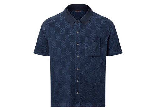 Louis Vuitton Damier French Terry ShortSleeved CottonBlend Shirt - Naval Academy - YP1AGK51