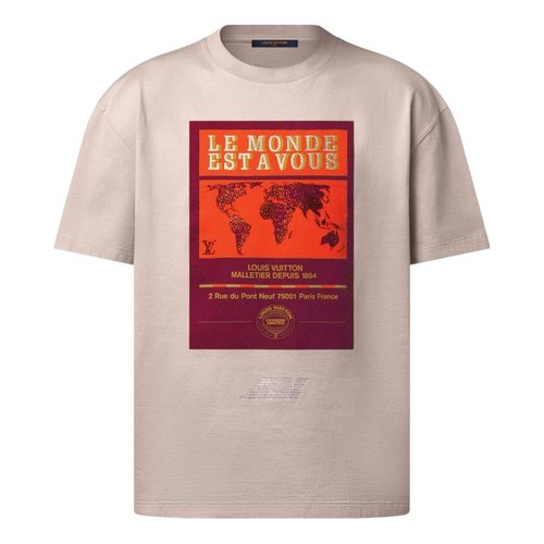 Louis Vuitton Embellished Graphic Cotton T-Shirt - Ivory - YP1AHCKV
