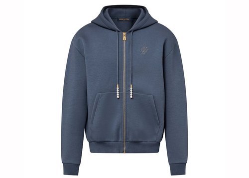 Louis Vuitton Embroidered Jersey ZipThrough Hoodie - Slate Grey - YP1AFRB1