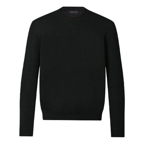 Louis Vuitton FW21 Solid Color Logo Embossing Round Neck Long Sleeves - Black - YP1A9FPG
