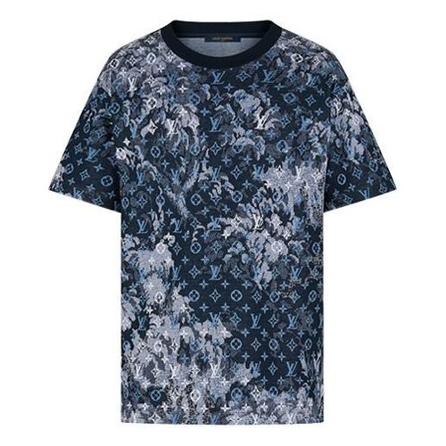 Louis Vuitton LV Monogram Tapestry Vintage Floral Pattern Short Sleeve For - Blue - YP1A8H2O
