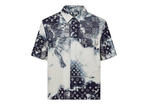 Louis Vuitton Monogram Bandana ShortSleeved Denim Shirt - Indigo/White - YP1AA852