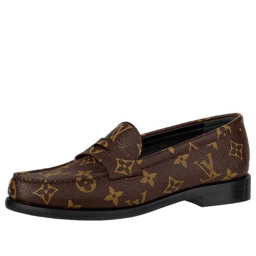 Louis Vuitton Monogram Leather Logo Loafers - Brown - YP1A8VKZ