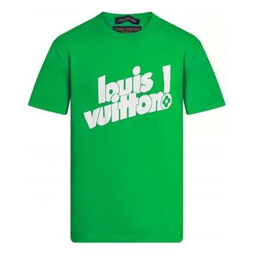 Louis Vuitton Round Neck Logo Alphabet Printing Classic Short Sleeve - Green - YP1A97OB