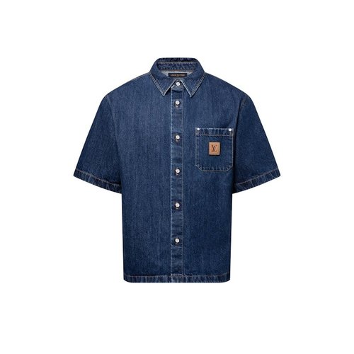 Louis Vuitton Signature Denim ShortSleeved Shirt - Indigo - YP1AHDMP