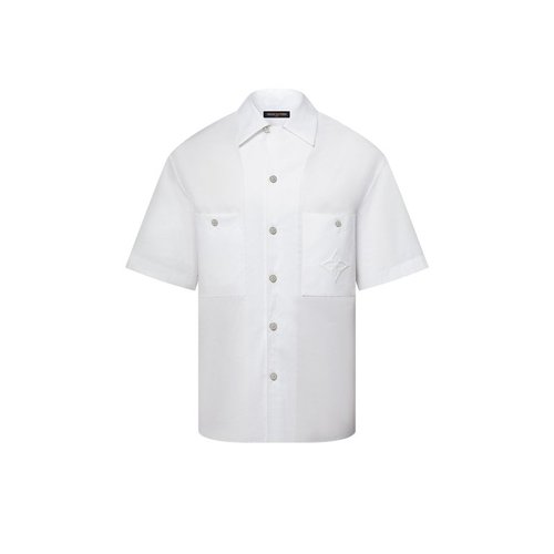 Louis Vuitton Signature ShortSleeved Cotton Shirt - White - YP1AHCHM