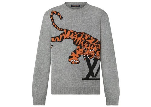 Louis Vuitton Tiger Intarsia Pullover - Grey - YP1A9SZM