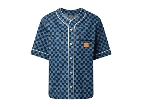Louis Vuitton x Nigo Damier Denim Baseball Shirt - Indigo - YP1AIMJI