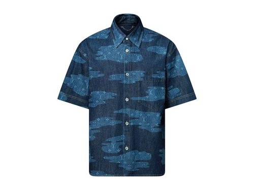 Louis Vuitton x Nigo Monogram ShortSleeved Chambray Shirt - Indigo - YP1AIMJ8